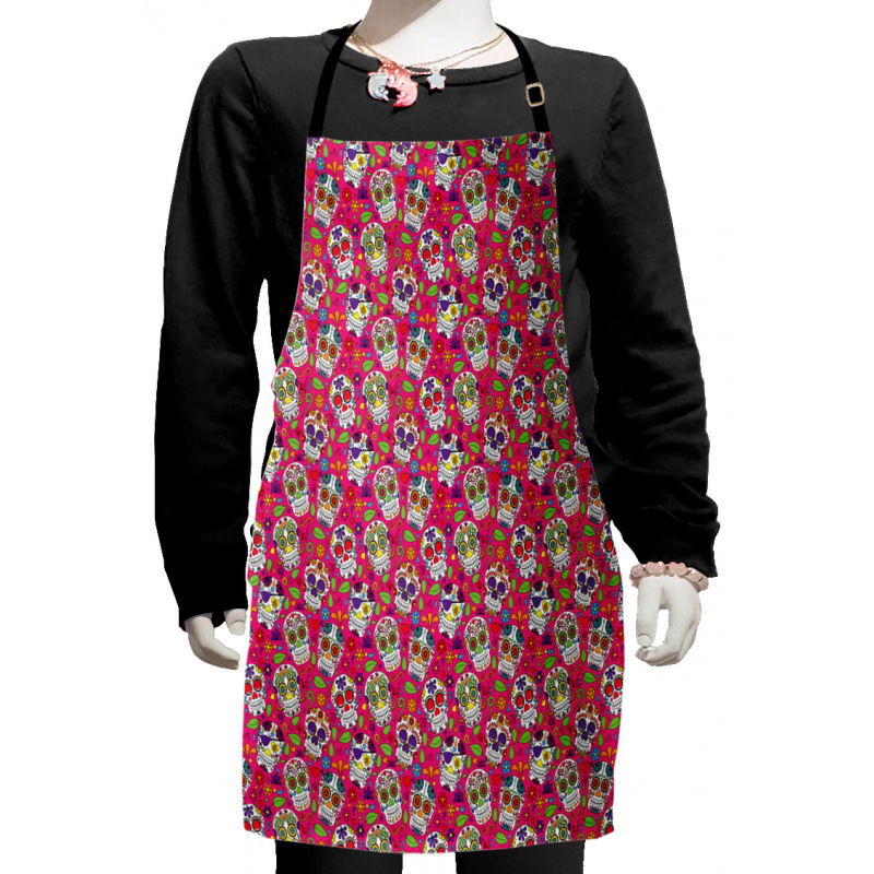 Sugar Skull Flowers Kids Apron