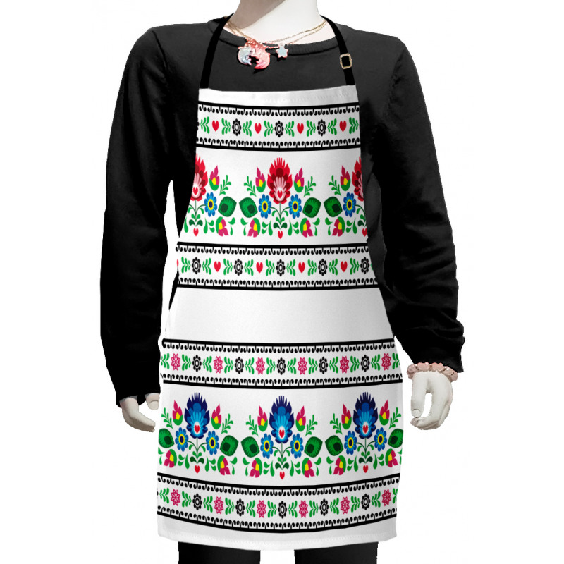 Folk Pattern with Flowers Kids Apron