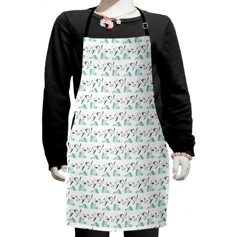 Cartoon Seagulls over Waves Kids Apron