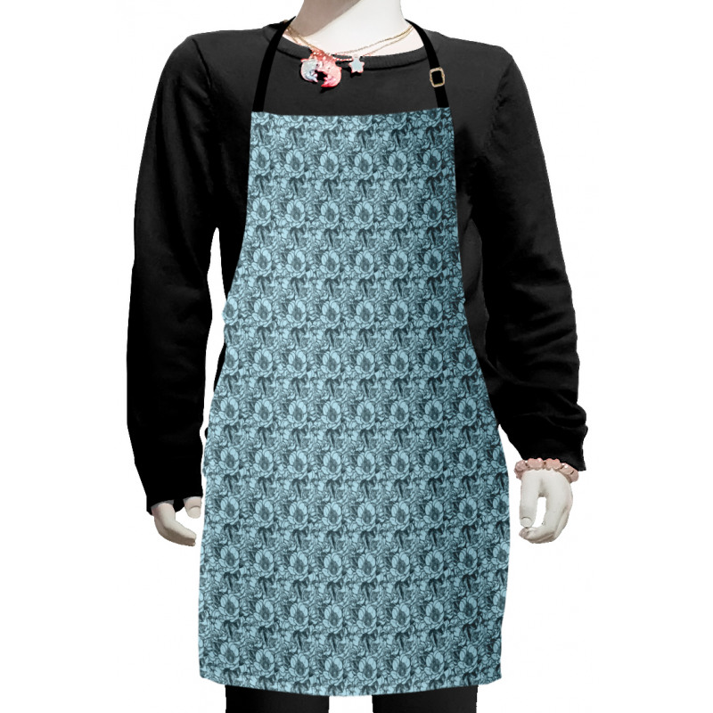 Monochromatic Peony and Rose Kids Apron