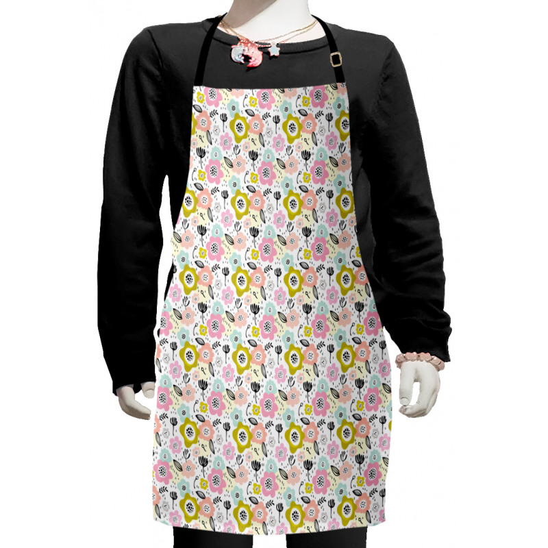 Leafy Design Brush Dashes Kids Apron