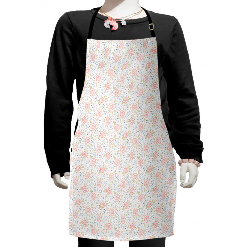 Hatched Pastel Tone Roses Kids Apron