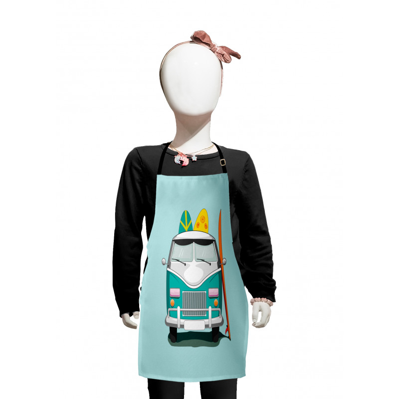 Retro Van Colorful Surfboard Kids Apron