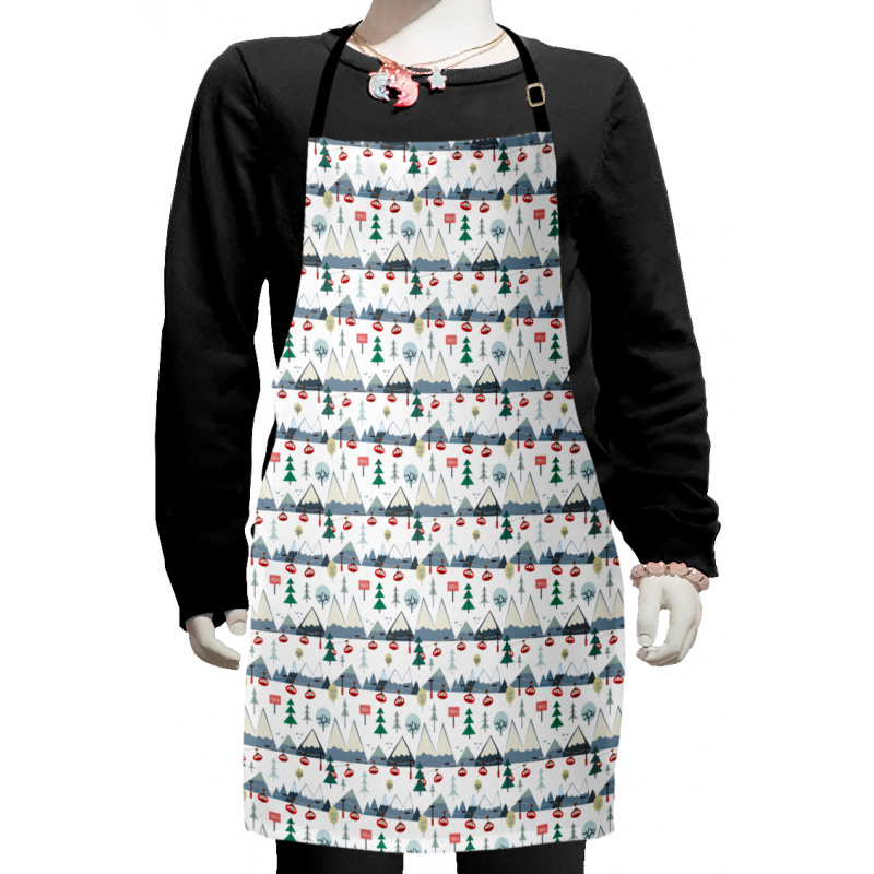 Snow Capped Mountains Trees Kids Apron