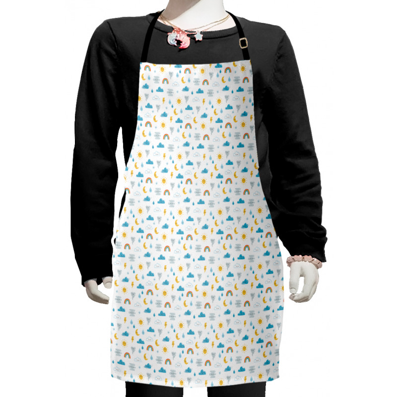 Funny Sun Moon Cloud Emojis Kids Apron