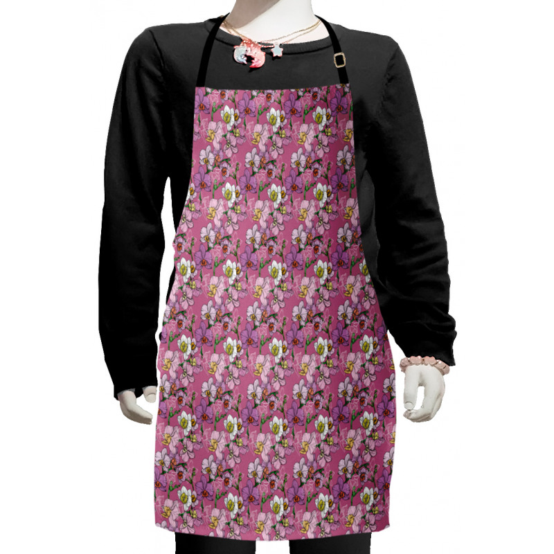 Feminine Floral Motif Kids Apron