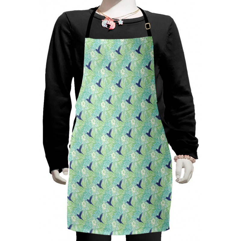 Palm Leaves Flowers and Bird Kids Apron