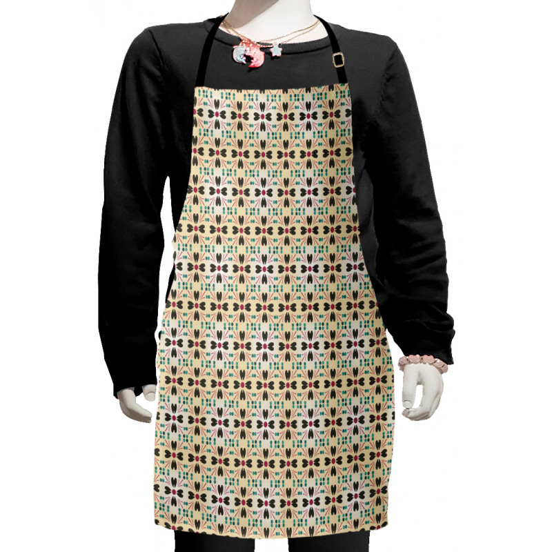 Floral Motif with Dots Art Kids Apron