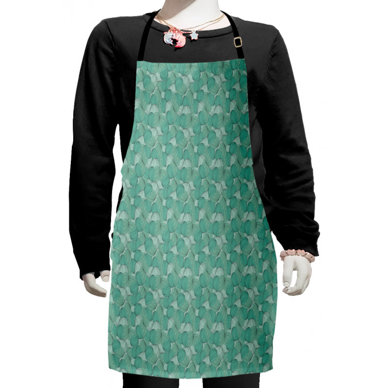 Modern Curly Motif Doodle Kids Apron