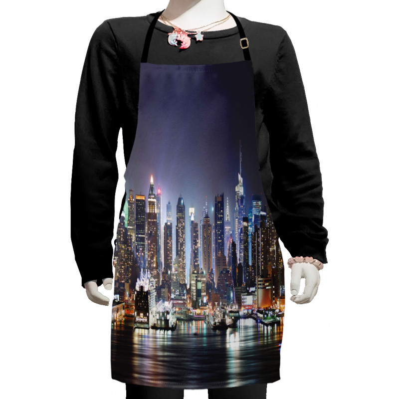 Manhattan Skyline at Night Kids Apron