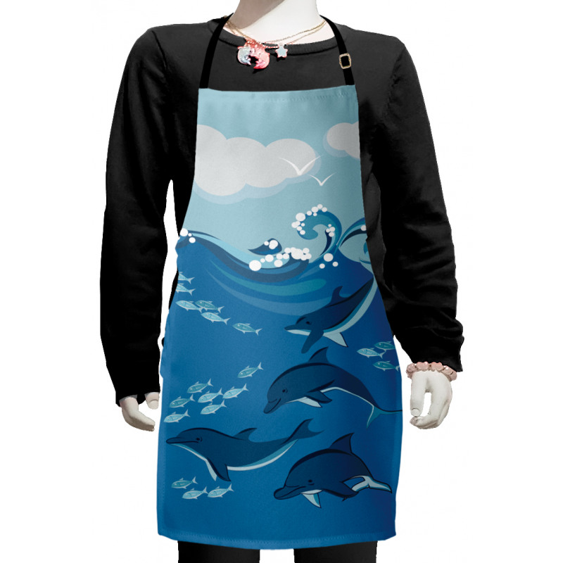 Dolphins and Fish Cartoon Kids Apron