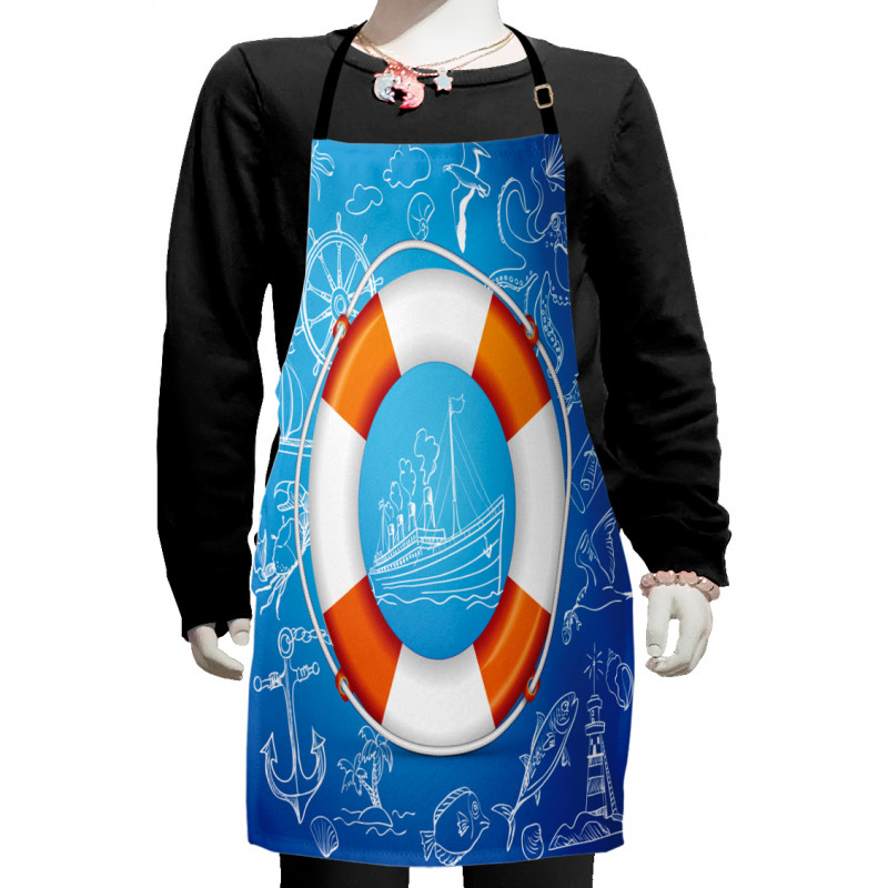 Palm Tree Island Octopus Kids Apron