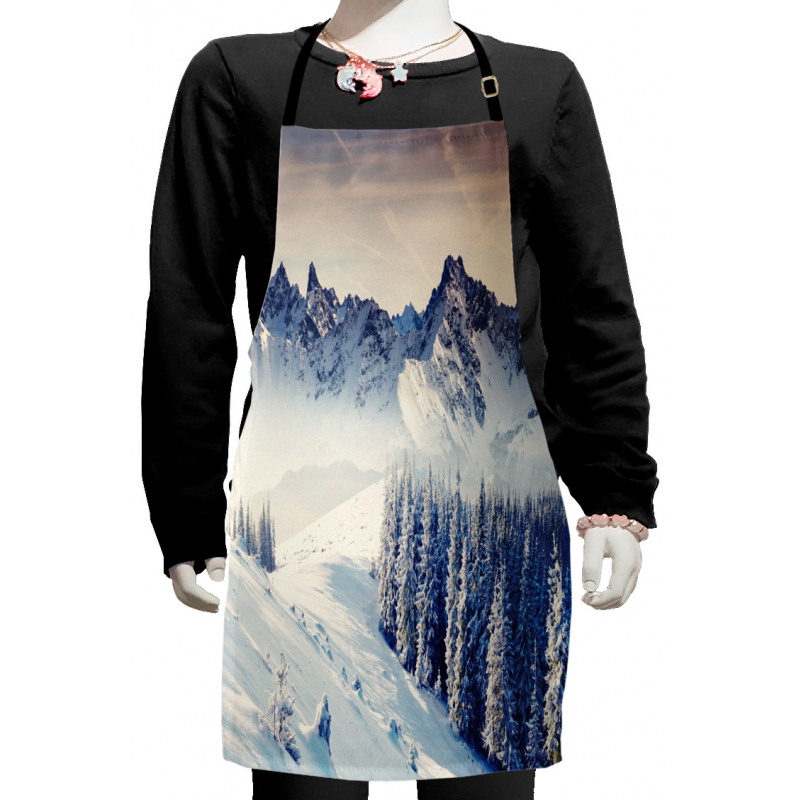 Snowy Winter View Kids Apron