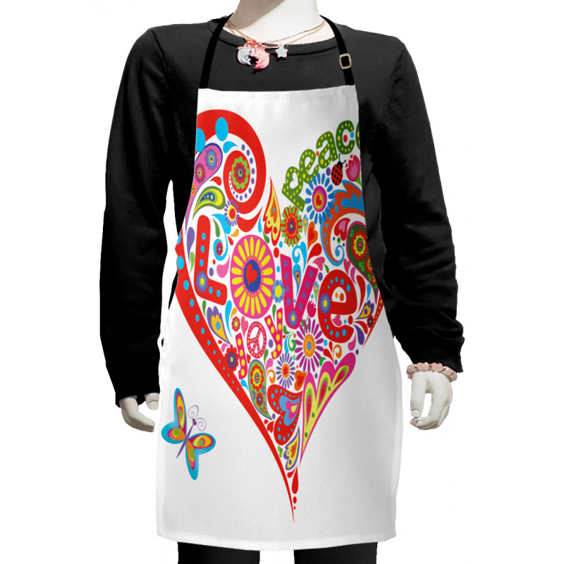 Colorful Peace Heart Kids Apron