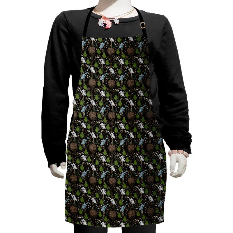 Heron Bird Swamp Plants Kids Apron