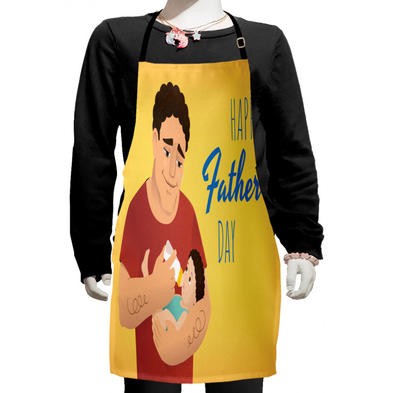 Man Feeding His Child Kids Apron