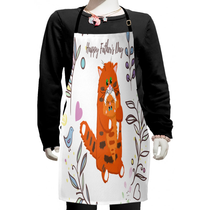 Dad and Kitten Flowers Kids Apron