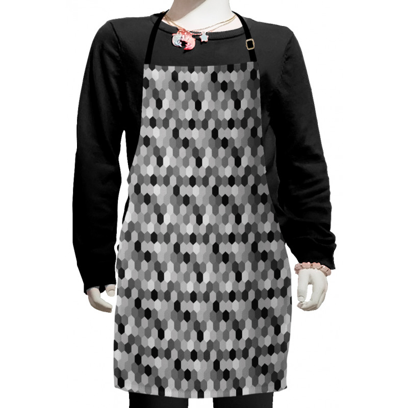 Greyscale Hexagons Grid Kids Apron