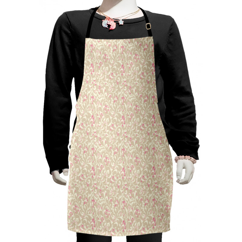 Curlicue Leafy Flowers Kids Apron