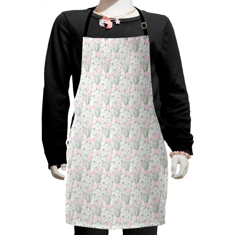 Outline Lotus Flowers Kids Apron