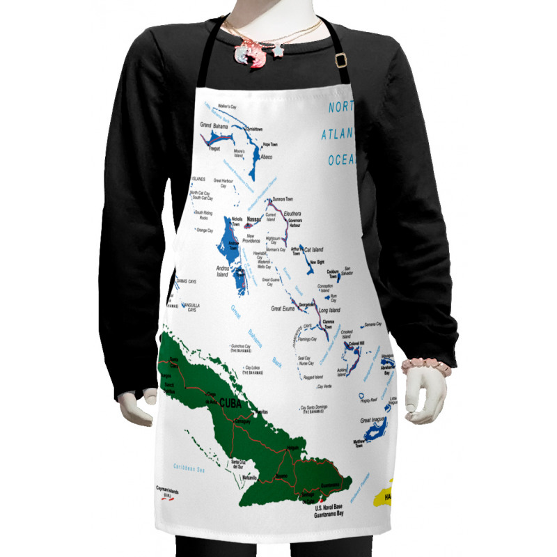 Bahamas Map Beach Ocean Kids Apron