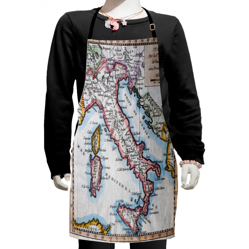 Old Italy Map Kids Apron