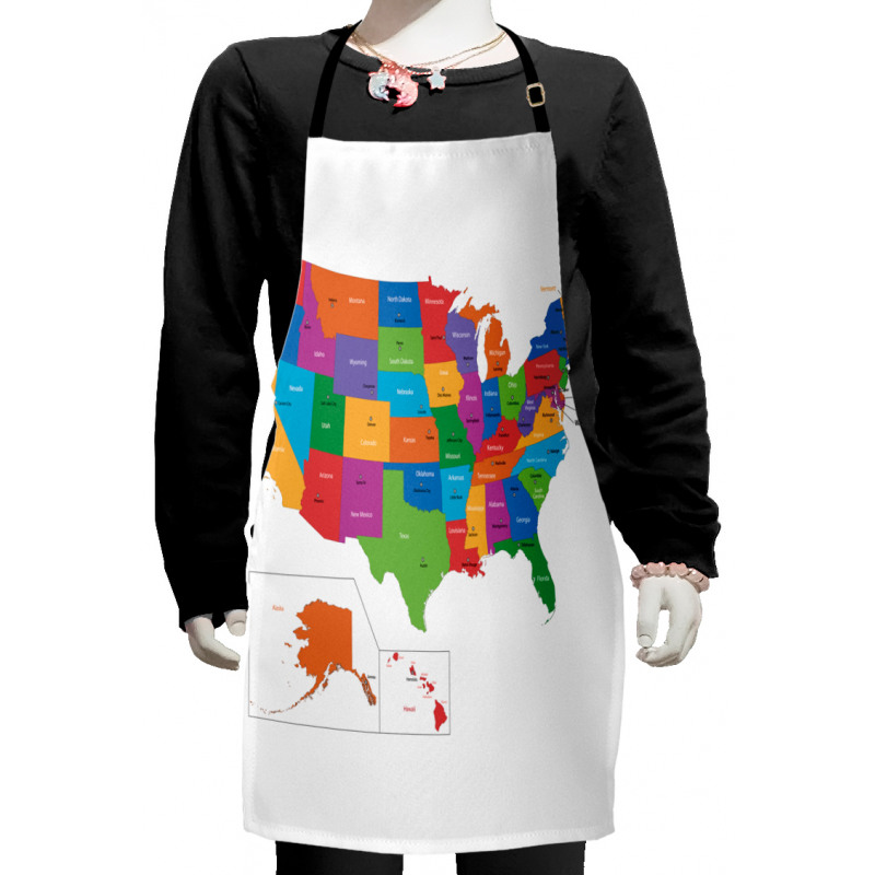 USA Map with States Kids Apron