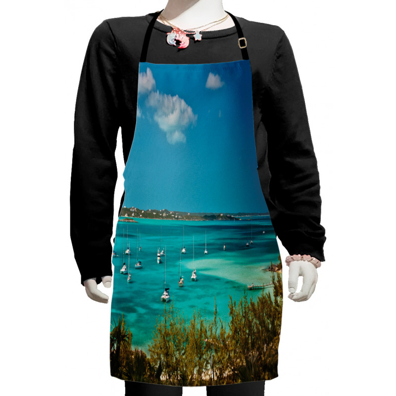 Anchored Boats in Sea Kids Apron