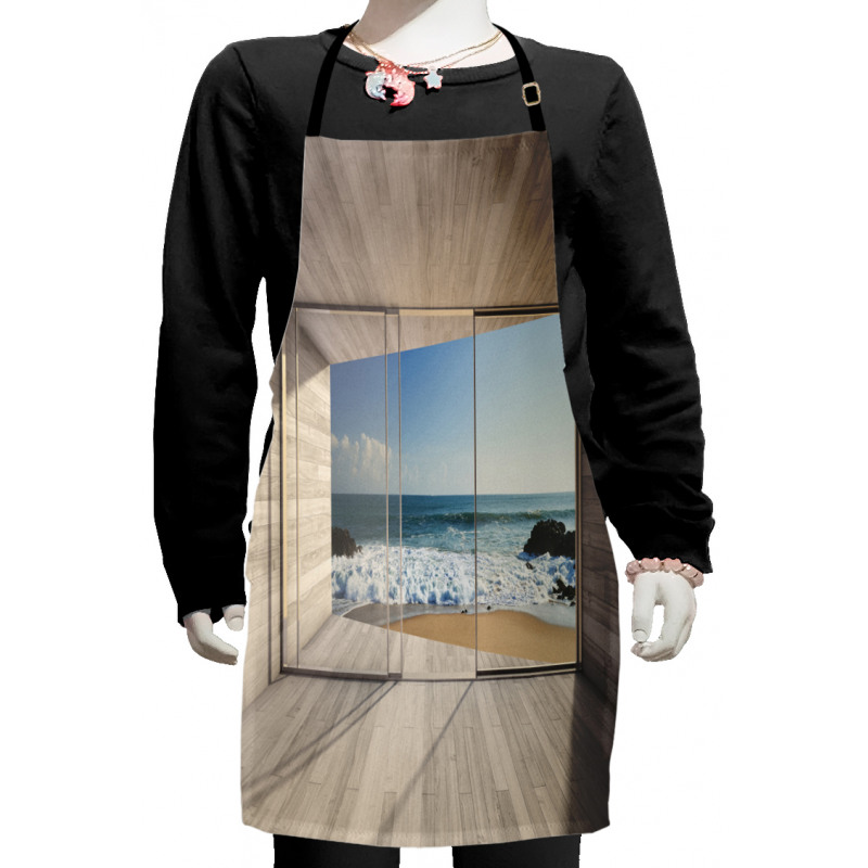 View of Sea Waves Rocks Kids Apron