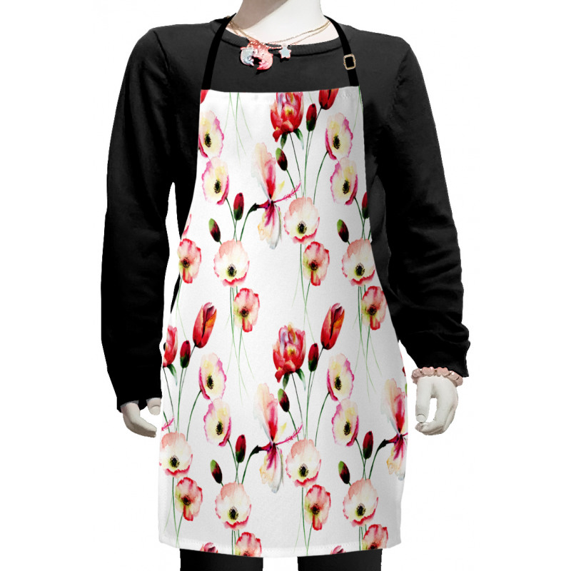 Poppy Flowers Branches Kids Apron