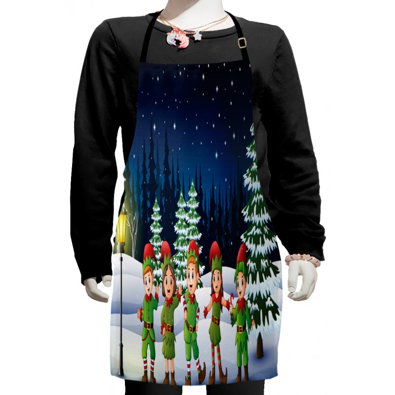 Snowing Forest and Children Kids Apron