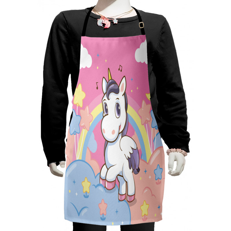 Rainbow Music Notes Kids Apron