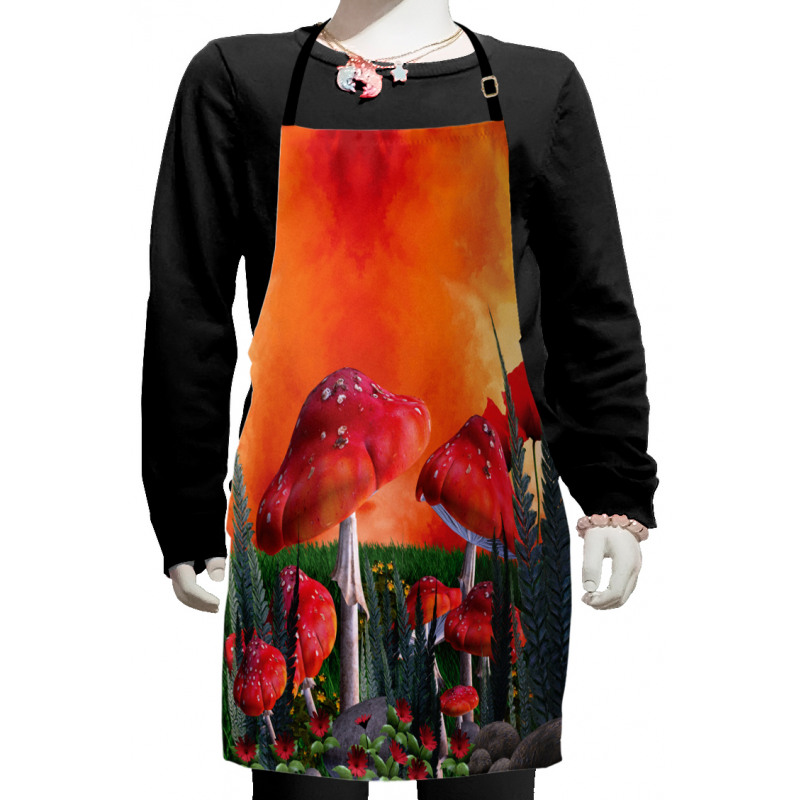 Clouds Leaves Poppies Kids Apron