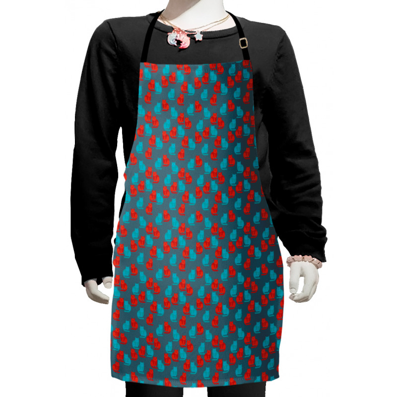 Digital Kitty Silhouettes Kids Apron