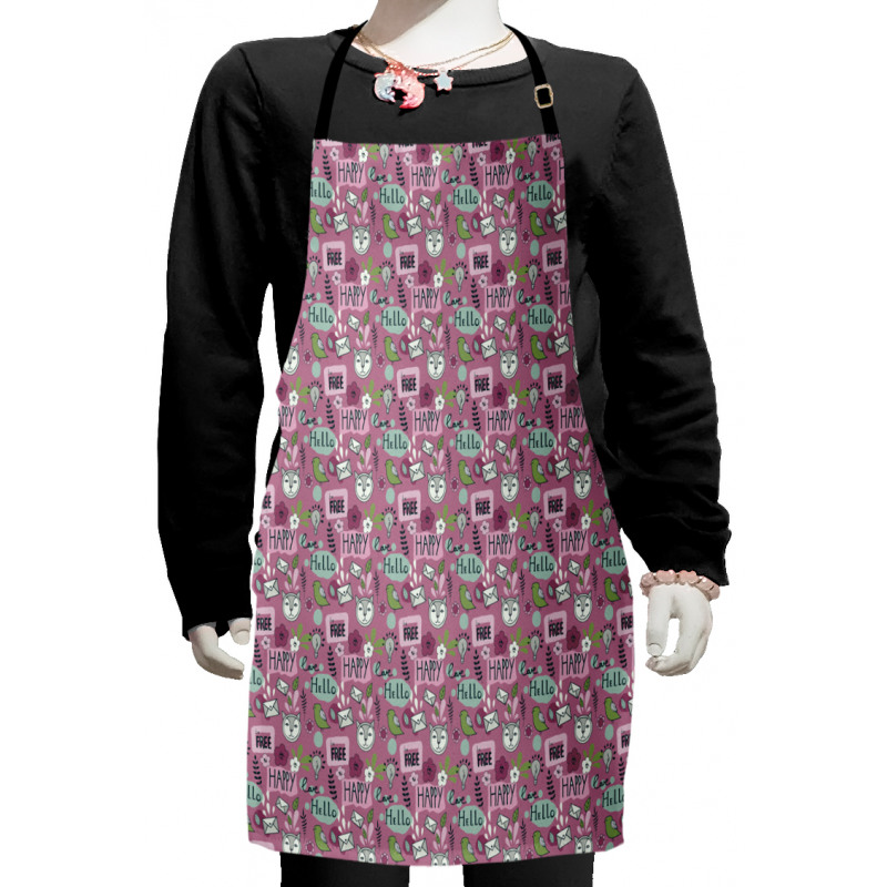 Hello Free Happy Love Wording Kids Apron