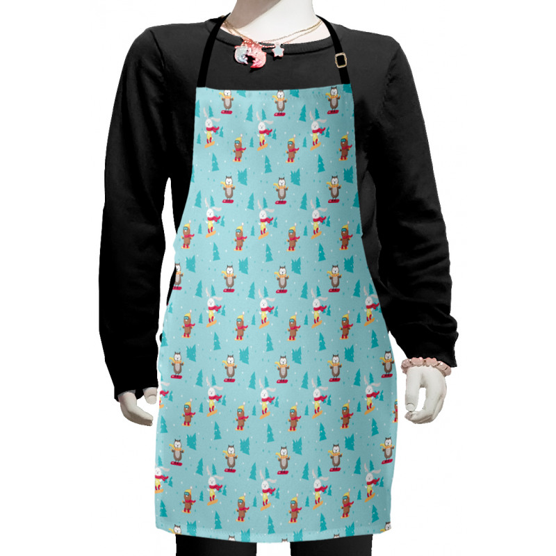 Animals in Winter Clothing Kids Apron