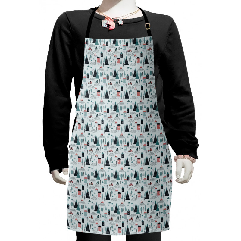 Geometric Style Cars Houses Kids Apron