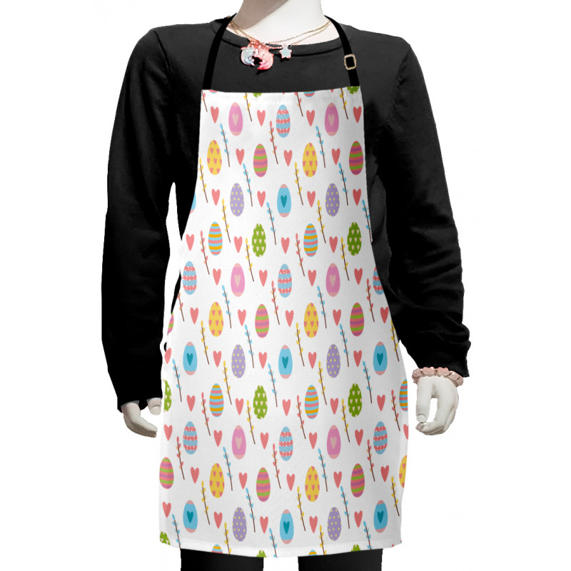 Colorful Eggs Leaves Hearts Kids Apron