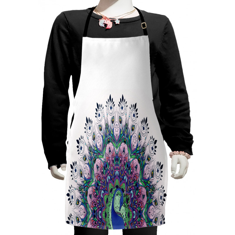 Exotic Wild Peacock Kids Apron