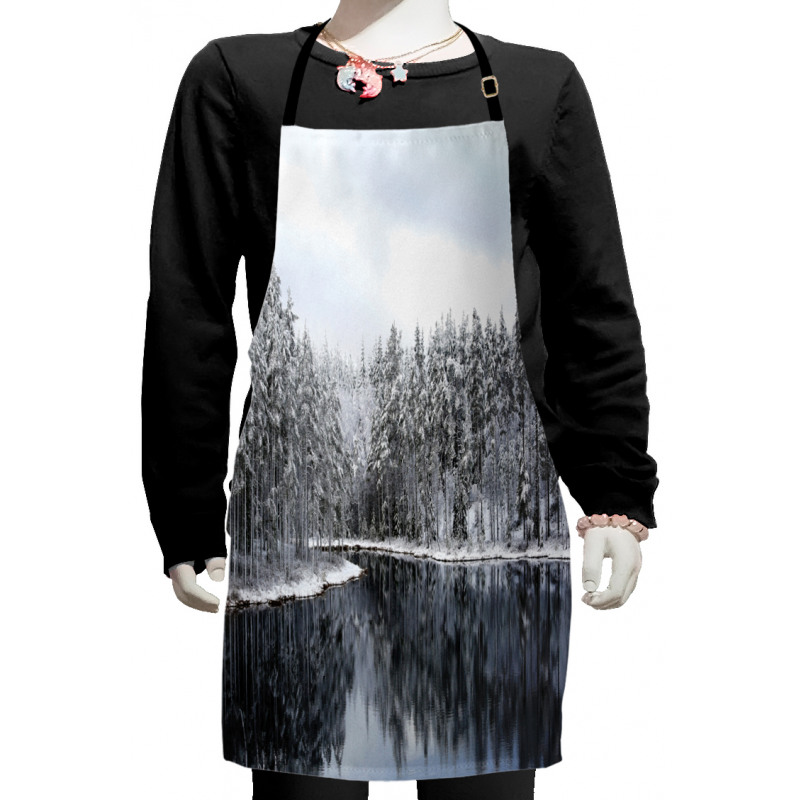 Trees in Cold Day Lake Kids Apron