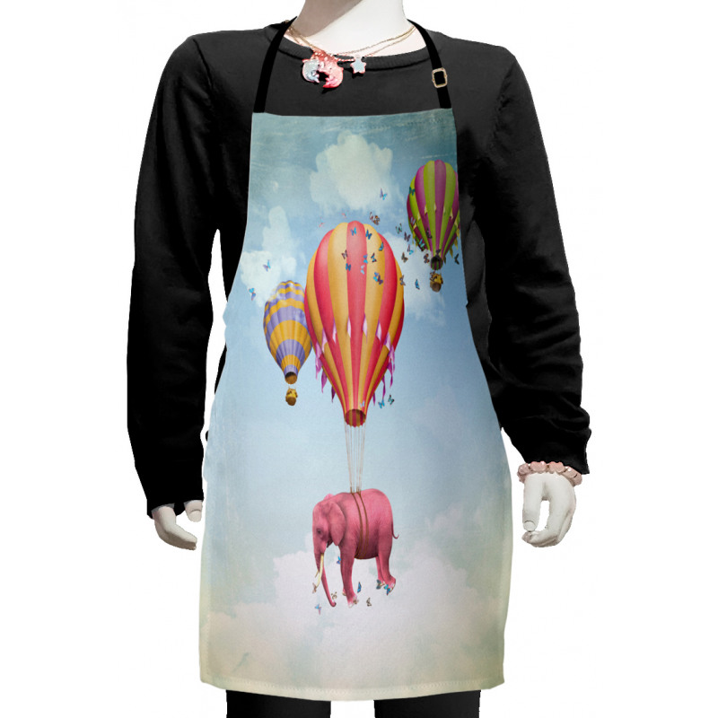 Pink Elephant in Sky Kids Apron