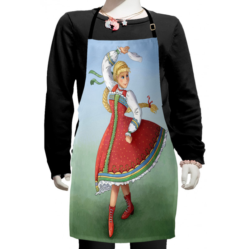 Slavic Girl Dancing Drawing Kids Apron