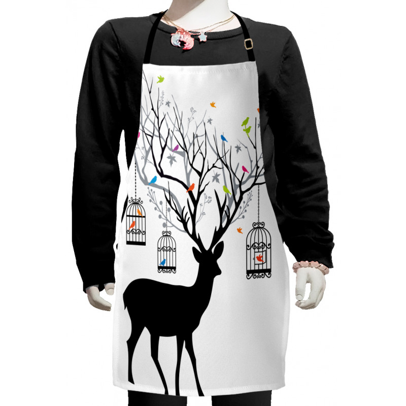 Deer Colorful Birds Kids Apron