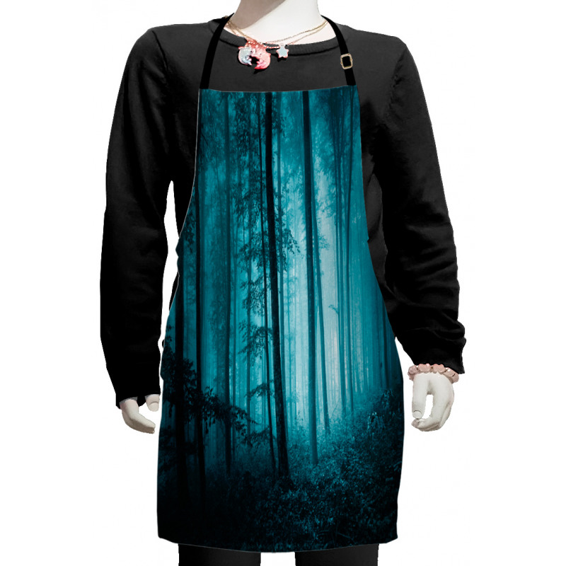 Foggy Dark Country Forest Kids Apron