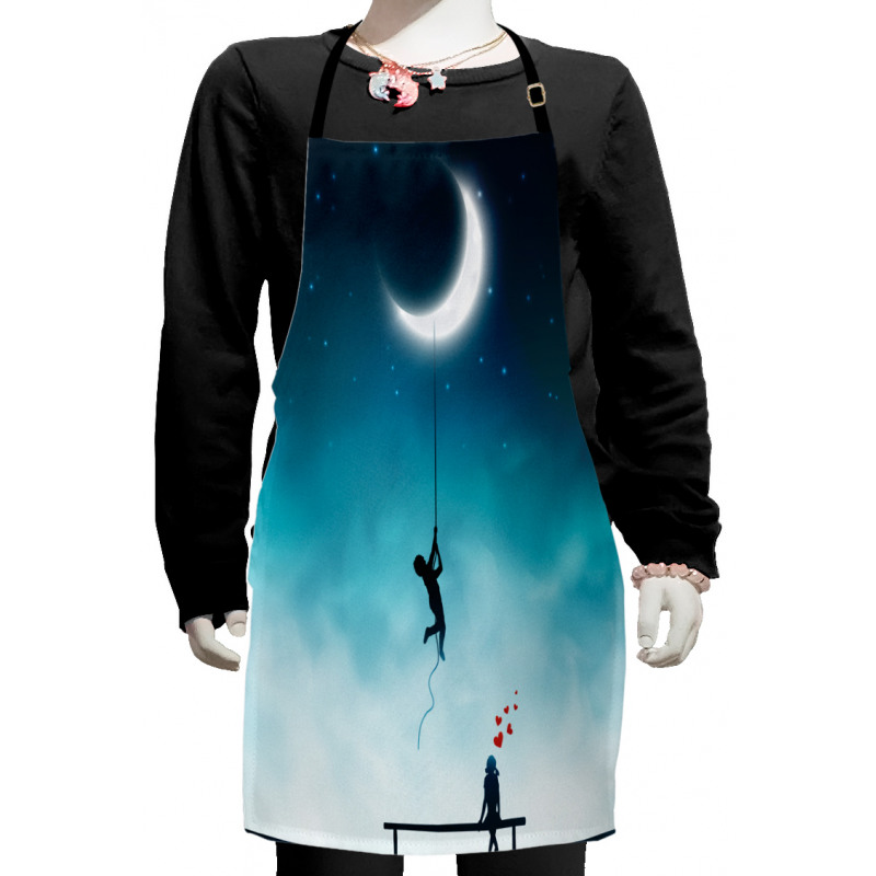 Boy Climbing to the Moon Kids Apron