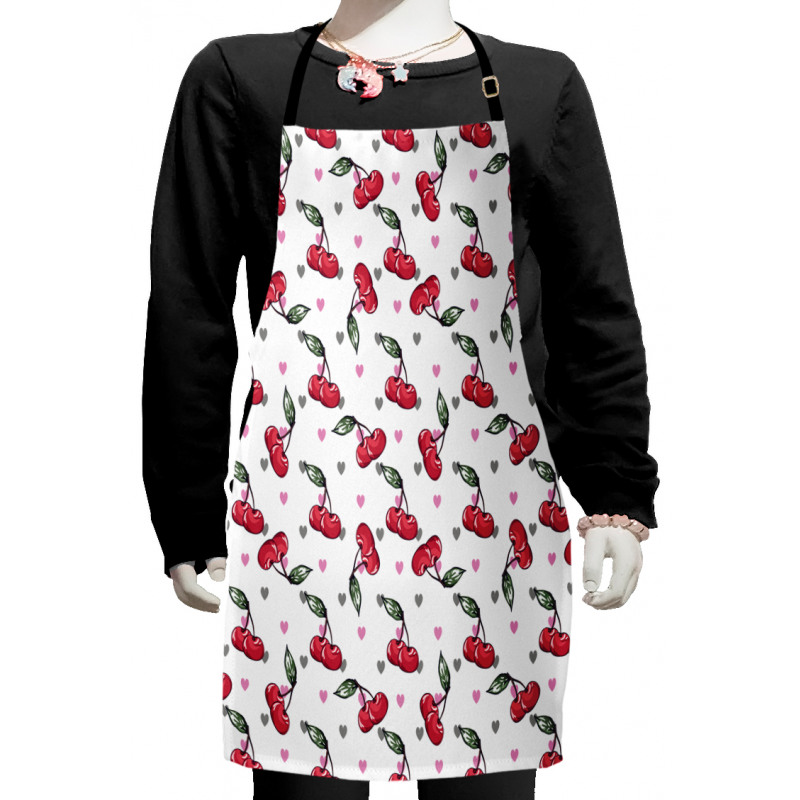 Fruits on Bicolour Hearts Kids Apron