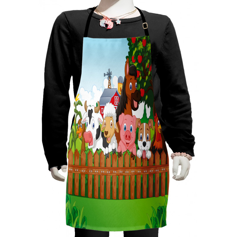 Farm Animals Mascots Kids Apron