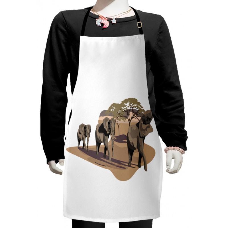 Elephants on Savannah Kids Apron