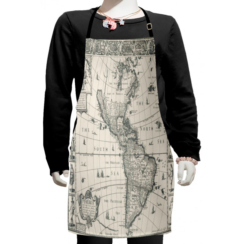 Retro Old America Map Kids Apron