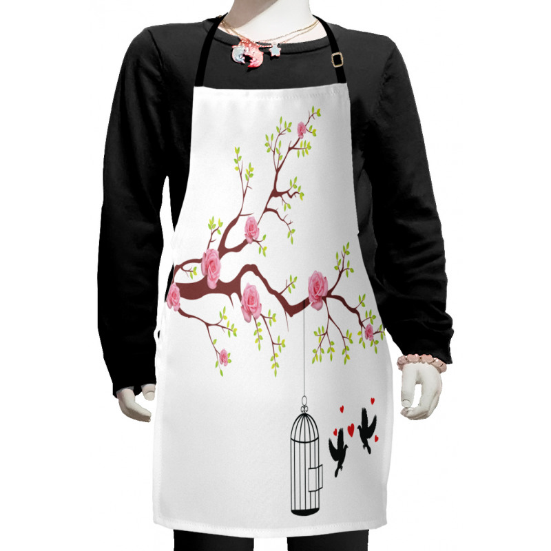 Roses Blossoms Birds Kids Apron